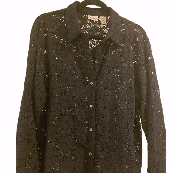 Black Cotton Lace Blouse - Picture 4 of 11